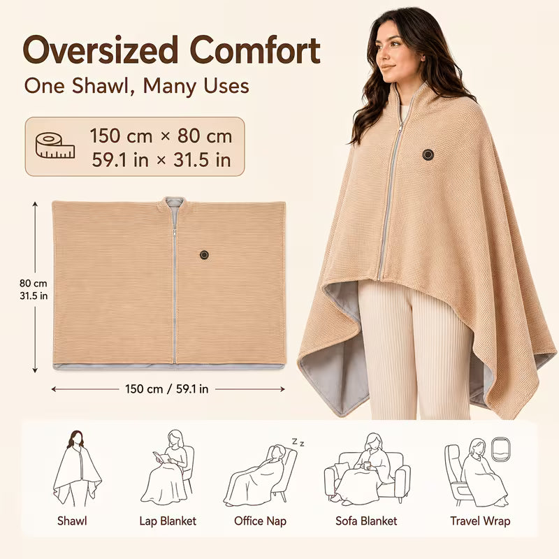 ✨Last Day 50% OFF🔥Wearable Heated Blanket Wrap | Portable USB-Powered Warmth for Home, Work & Outdoors
