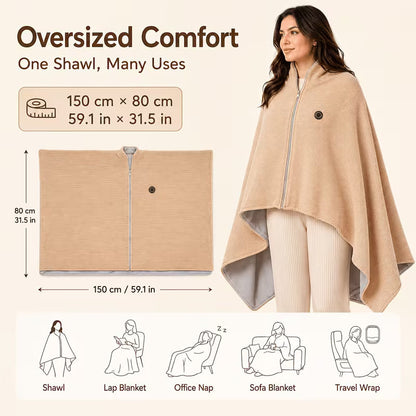 ✨Last Day 50% OFF🔥Wearable Heated Blanket Wrap | Portable USB-Powered Warmth for Home, Work & Outdoors