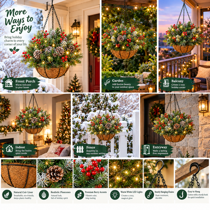 🎄Christmas Promotion 50% OFF🔥Pre-Lit Artificial Christmas Hanging Basket