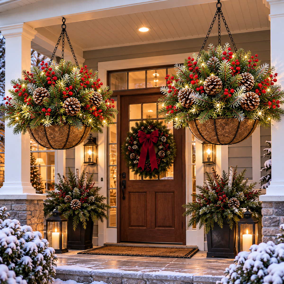 🎄Christmas Promotion 50% OFF🔥Pre-Lit Artificial Christmas Hanging Basket