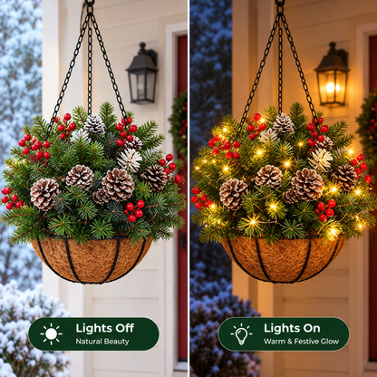 🎄Christmas Promotion 50% OFF🔥Pre-Lit Artificial Christmas Hanging Basket
