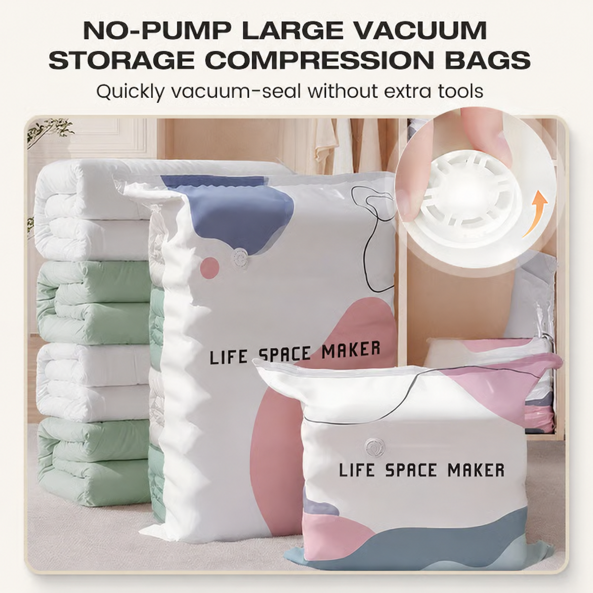 No-Pump 3D Vacuum Storage Bags